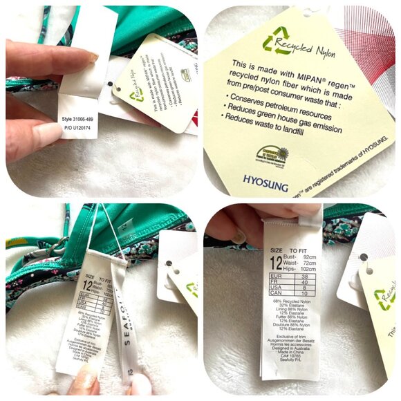 NWT Seafolly Australia Tassel floral recycled nylon bikini swim top 8 - Picture 9 of 16